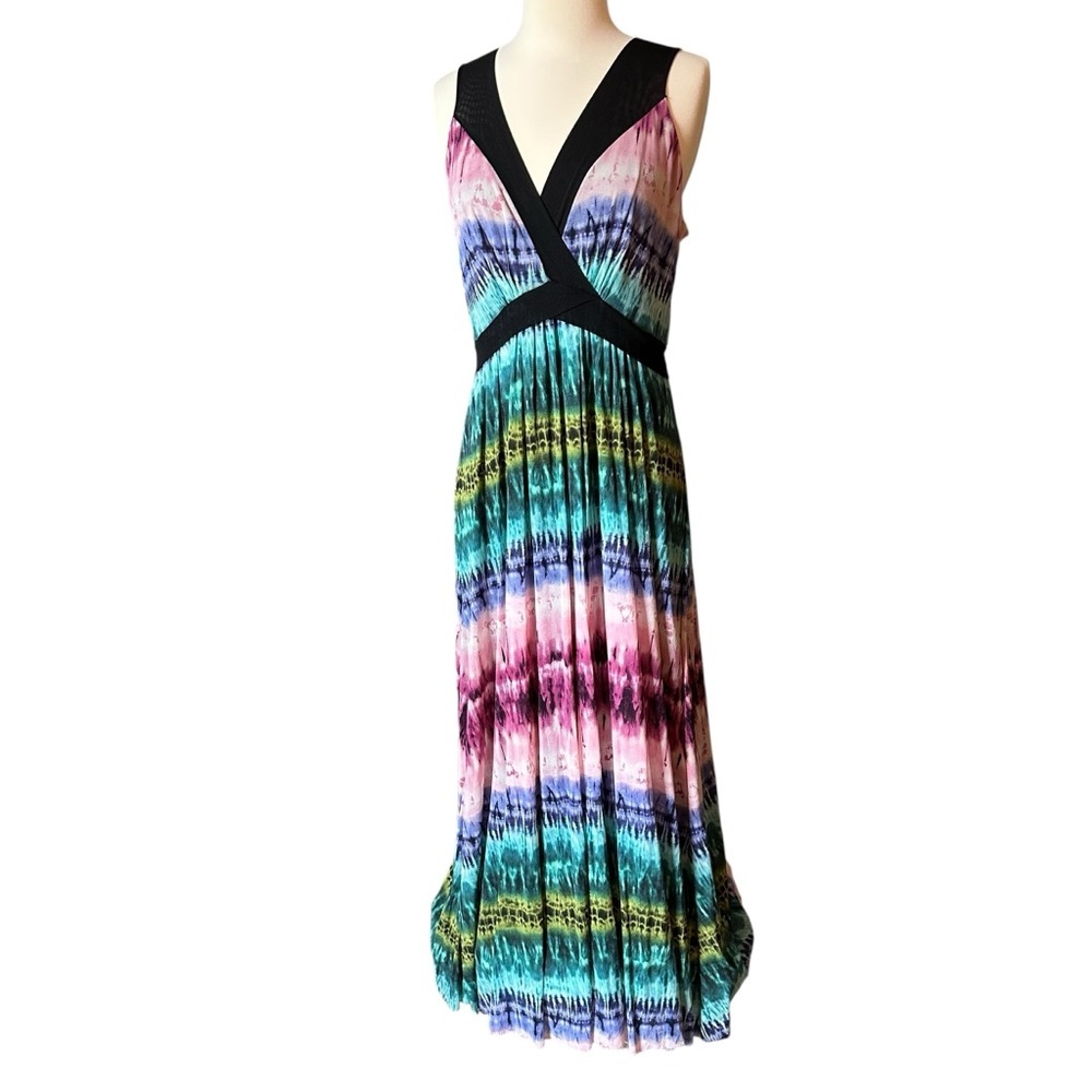 NWT Elana Kattan | Multicolor Tie-Dye V-Neckline Maxi Dress Size Large